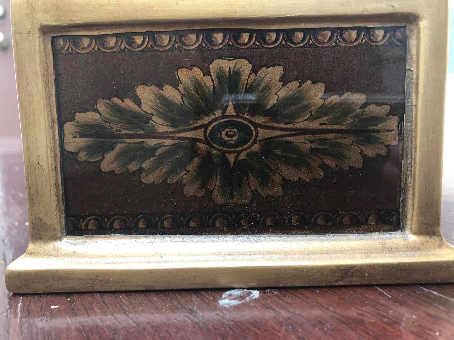 Medallion Reverse Painted Glass Coasters Olive Brown, set of 6