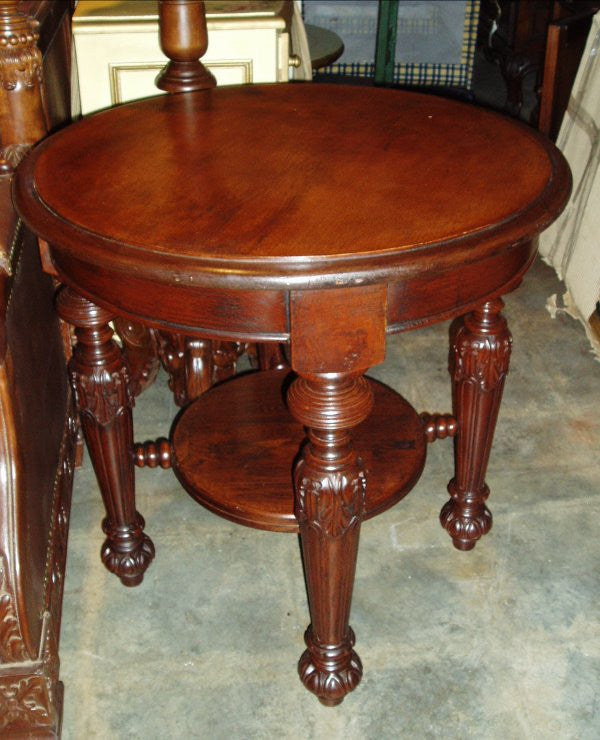 Palermo Leather Side Table · Hand Carved · Old World Tuscan