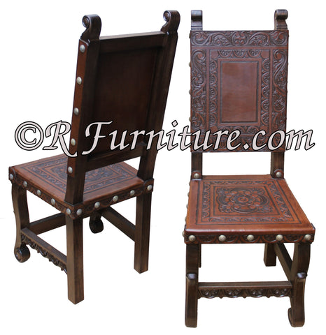 spanish revival chair hand tooled, made in Peru - italian revival furniture, spanish style furniture