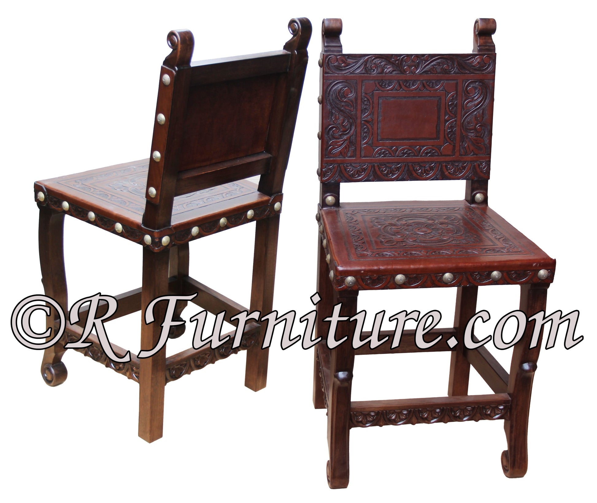 Spanish Revival Counter Chair - Spanish style - hand tooled leather