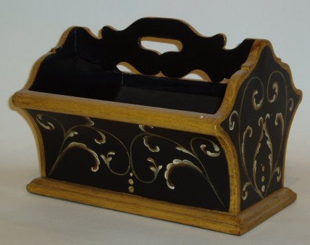 Letter Holder, Black with Scrolls