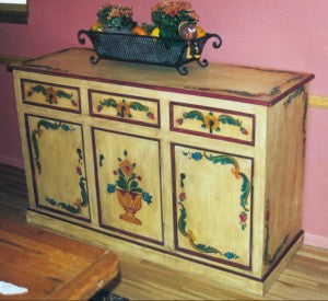 Handpainted buffet and Olinda Romani's Monterey design