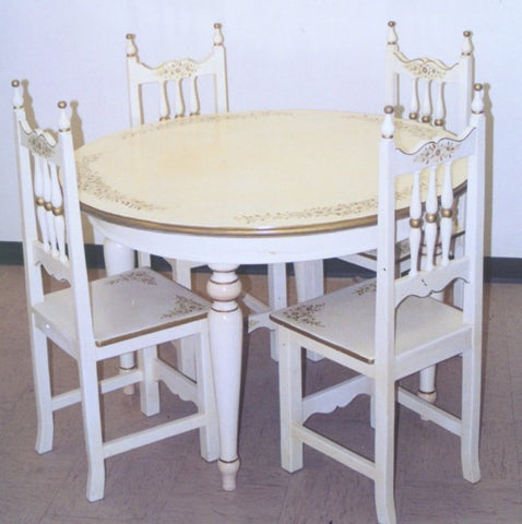 Hand Painted Kitchen Table, Antique White with Daisies