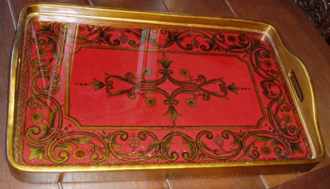 reverse painted glass tray